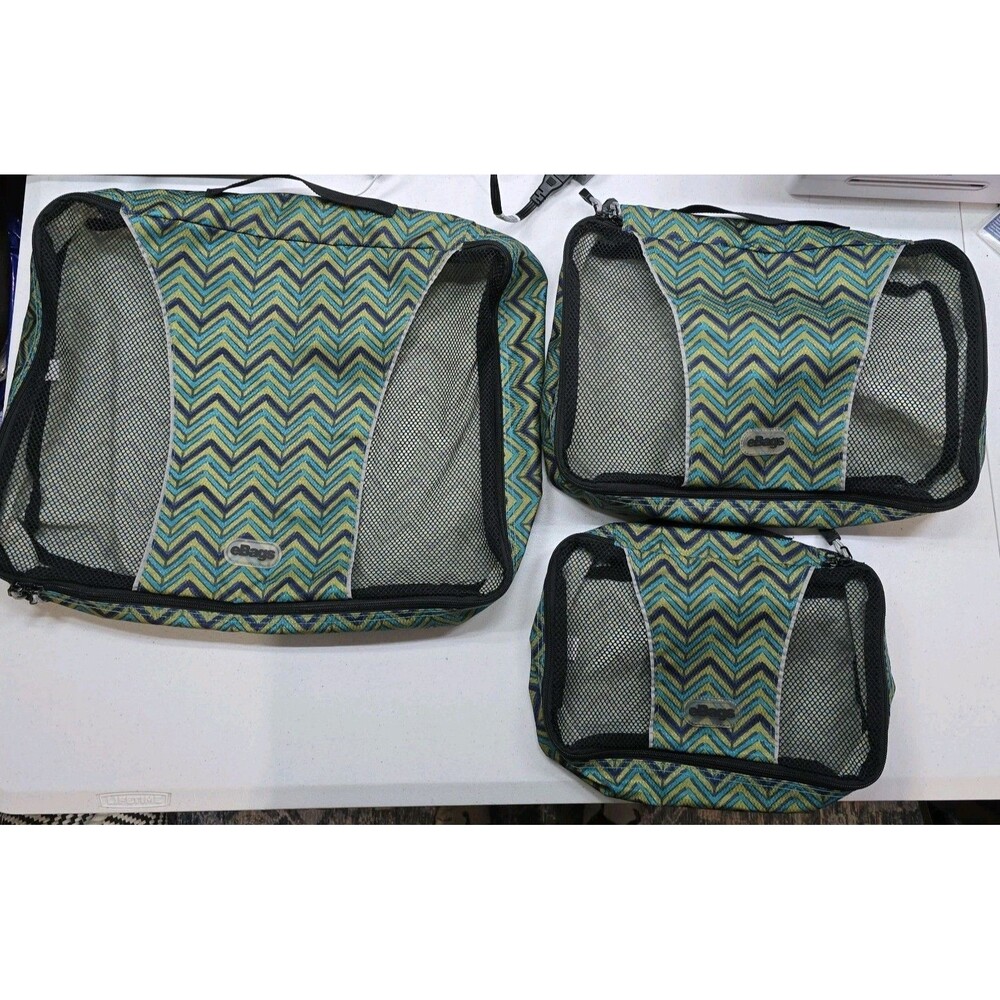 eBAGS Lightweight Zipper Packing Cube Travel Bags Nylon Mesh Set of 3 S M L